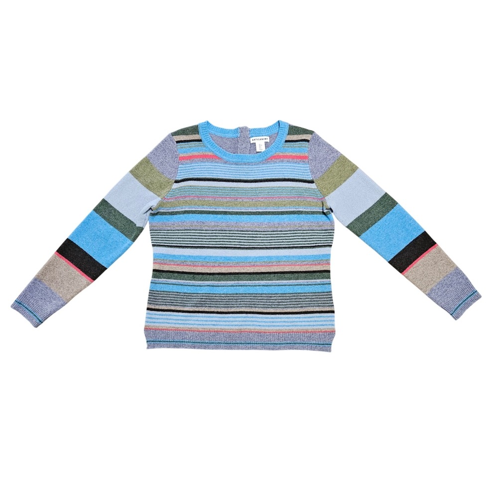 Artisan NY Women's Merino Wool Striped Sweater Size L Skater Grunge Academia